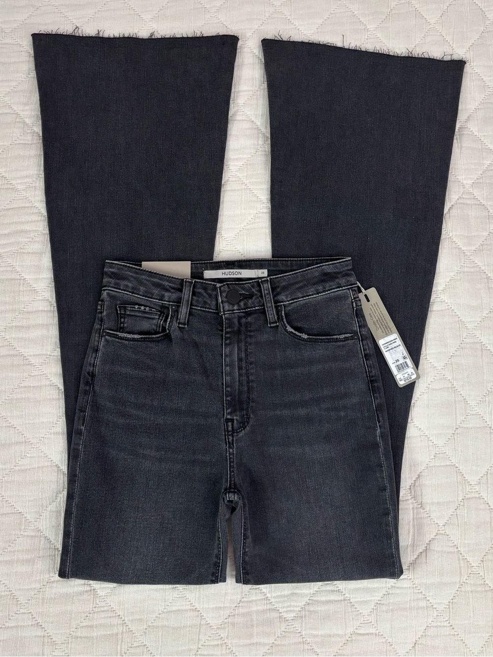 Hudson Holly High Rise Flare Jeans In Washed Black Sz 25 NWT -